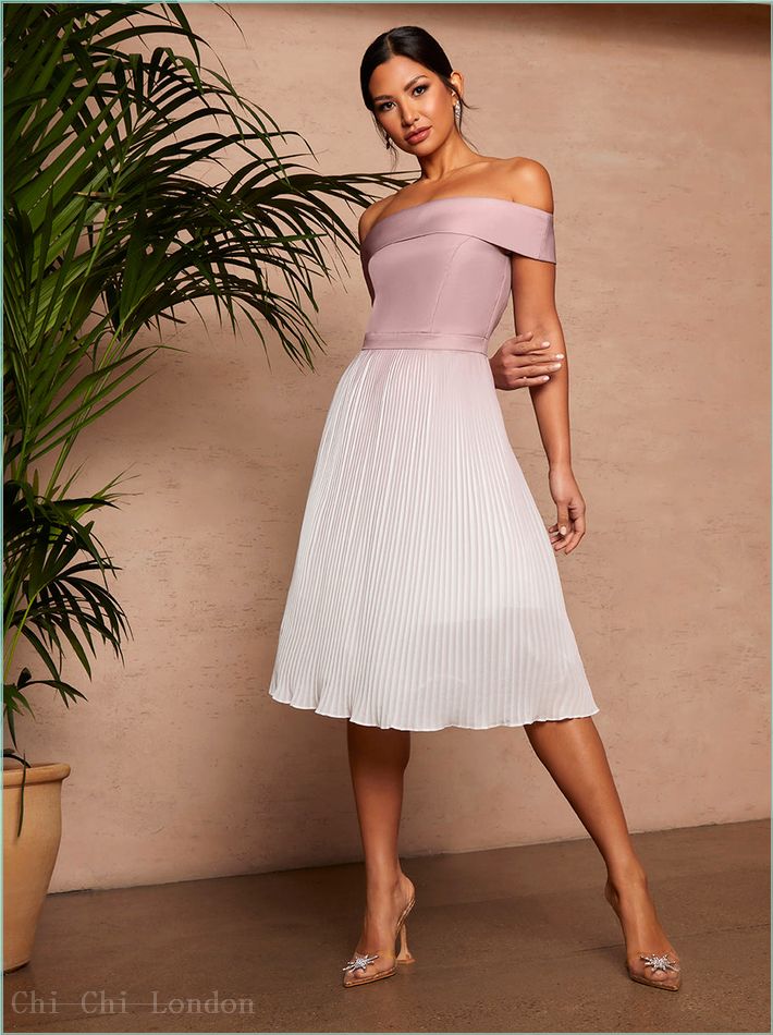  Bardot Ombre Pleated Midi Dress in Pink 80328MI