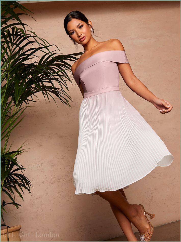  Bardot Ombre Pleated Midi Dress in Pink 80328MI