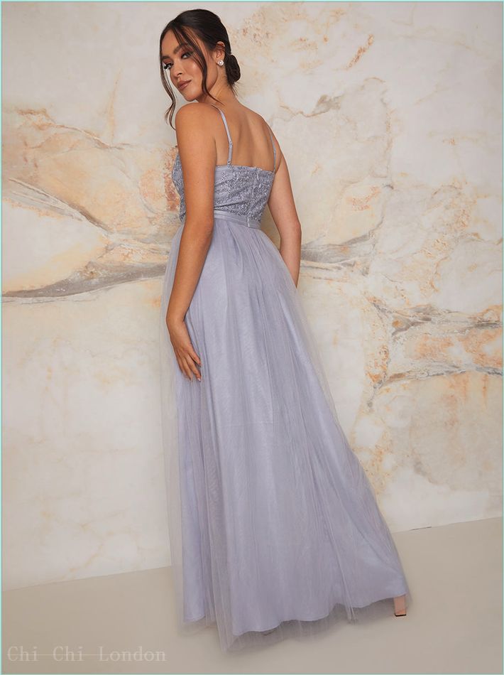  Cami Embroidered Tulle Maxi Dress in Blue 20235BL