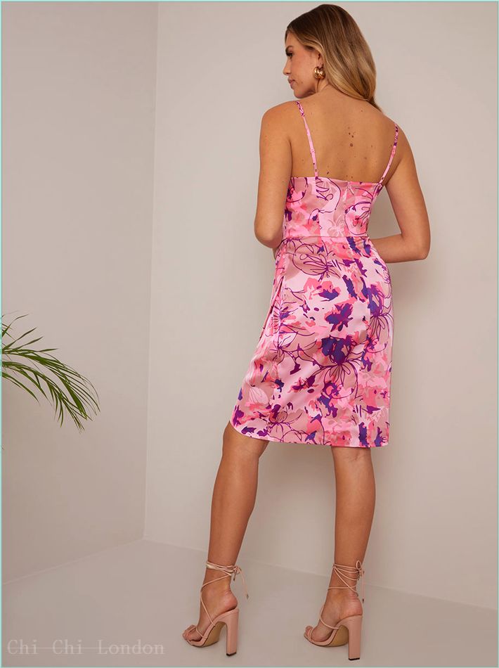  Corset Style Floral Abstract Bodycon Dress in Pink 81008API