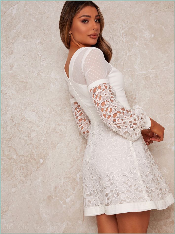  Crochet Mini Dress in White 52887WH