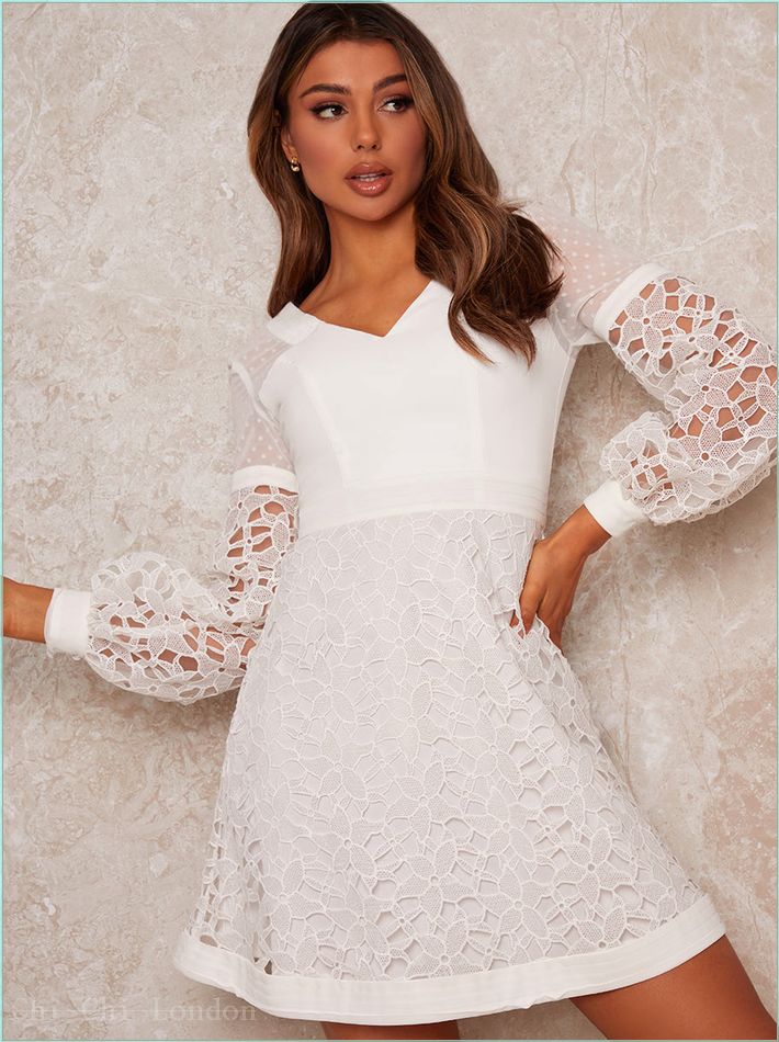  Crochet Mini Dress in White 52887WH