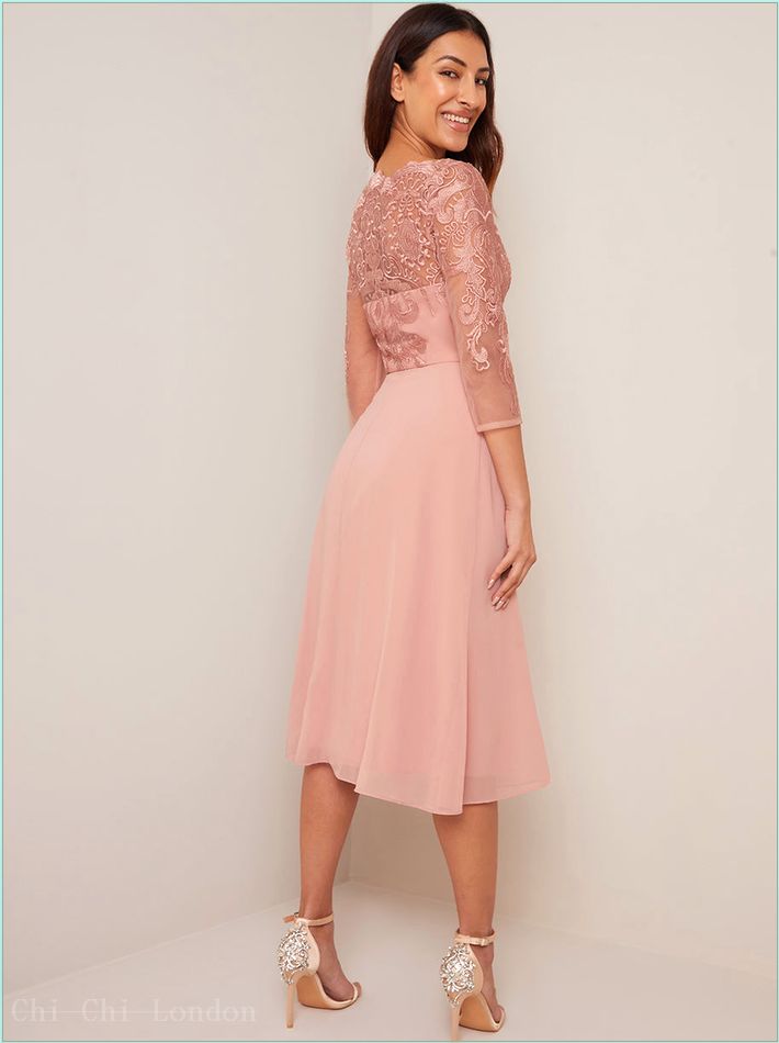  Lace Bodice Skater Dress in Pink 653312RG