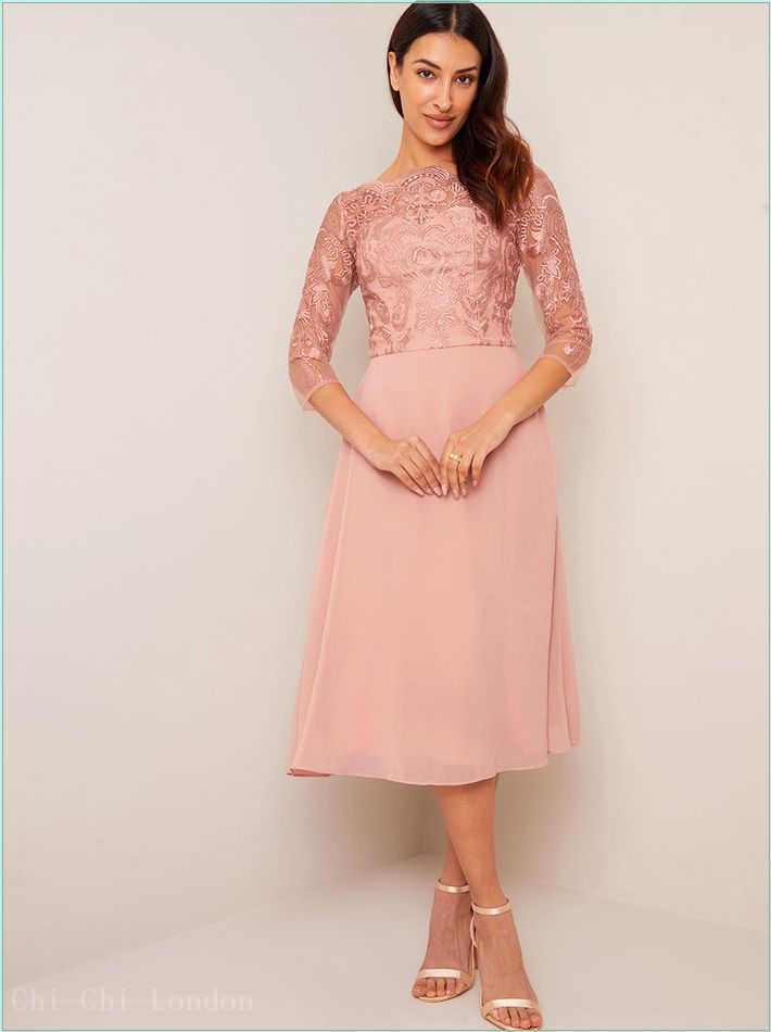  Lace Bodice Skater Dress in Pink 653312RG