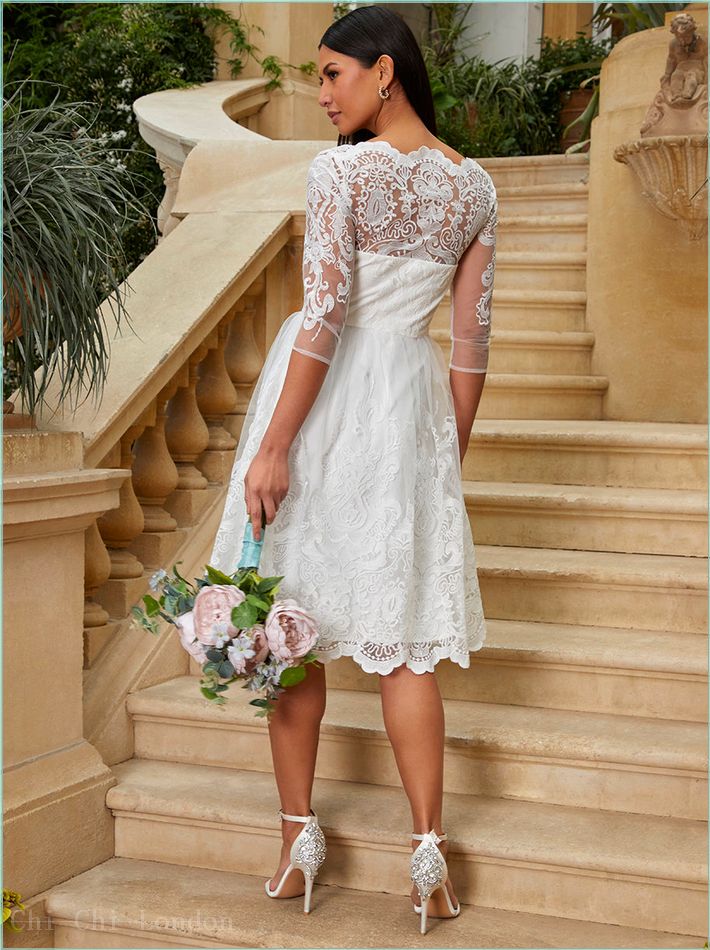  Lace Midi Wedding Dress in White 41735AOW