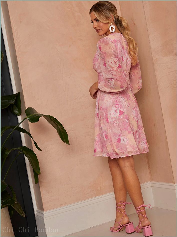  Long Sleeve Floral Mini Dress in Pink IM55308PI