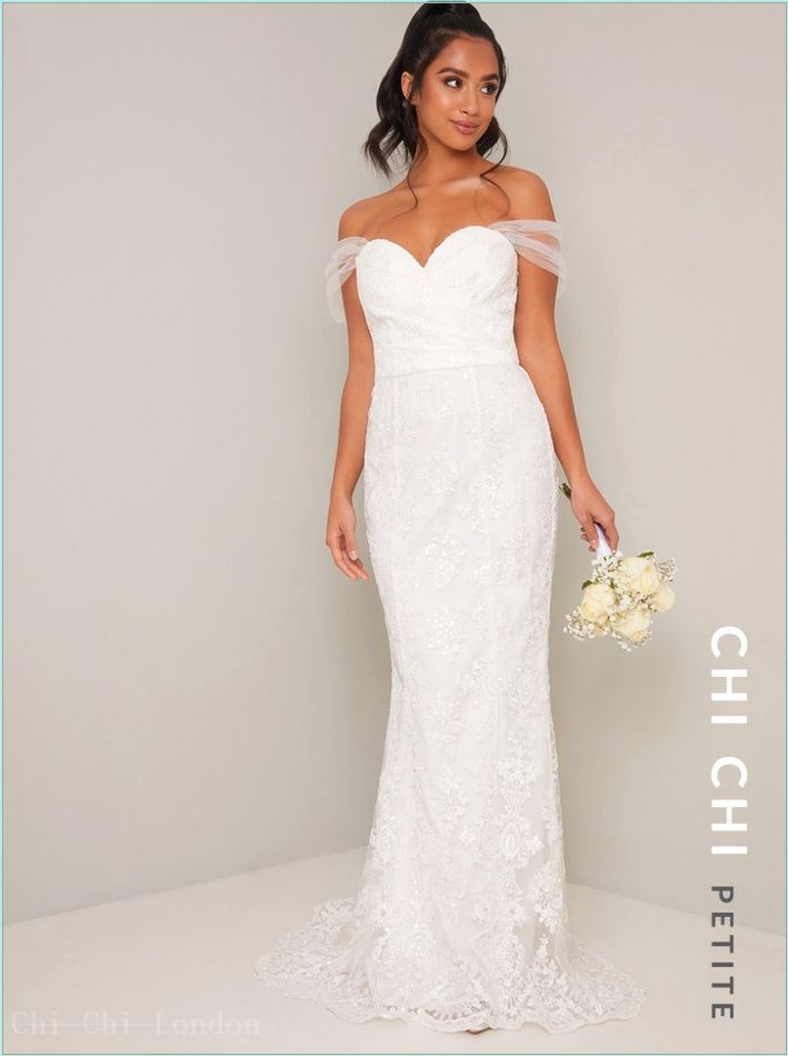  Petite Sweetheart Lace Bodycon Wedding Dress in White 6880PWH