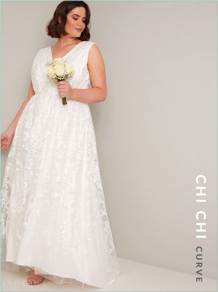  Plus Size Bridal Embroidered Wedding Dress in White 80523CWH