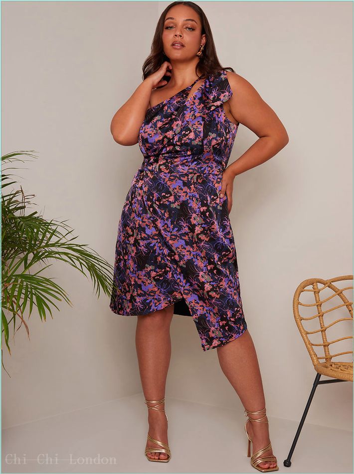  Plus Size Cut-Out Abstract Floral Print Mini Dress in Black 1897CBK