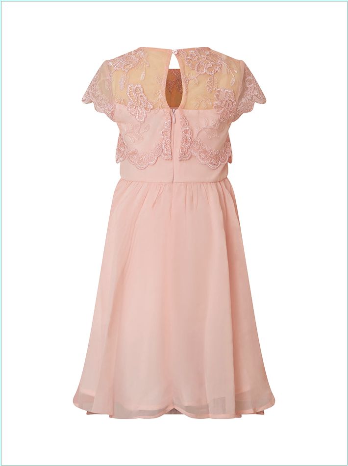  Plus Size Lace Bodice Chiffon Dress in Pink 52785PI