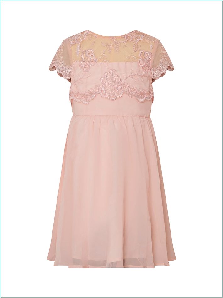  Plus Size Lace Bodice Chiffon Dress in Pink 52785PI