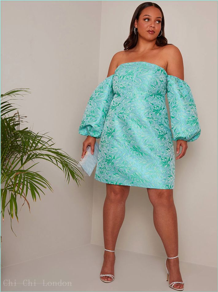  Plus Size Long Sleeve Off-Shoulder Mini Dress in Blue 80999CBL