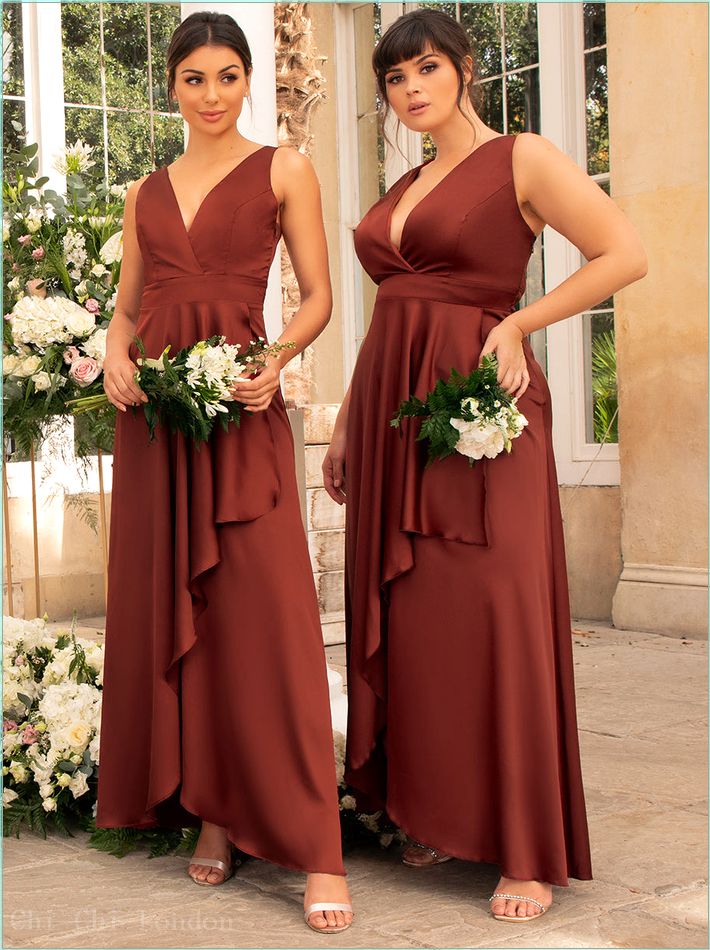  Plus Size Satin Wrap Maxi Dress in Red 20066CRU