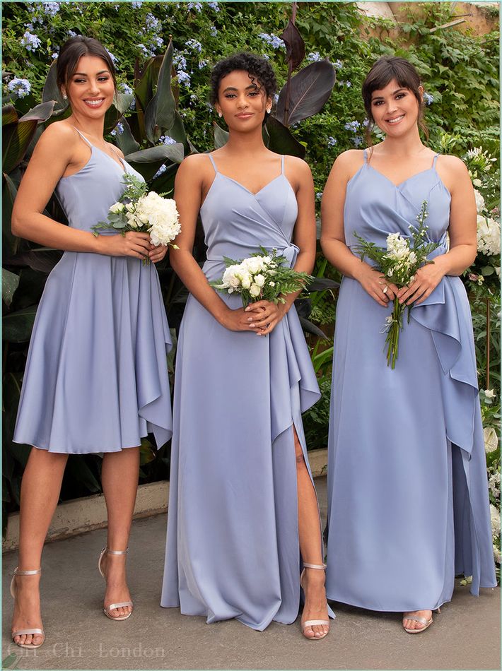  Satin Finish Drape Maxi Dress in Blue 2057MABL