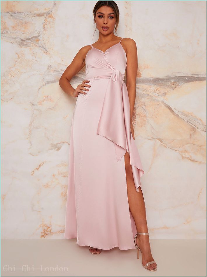  Satin Finish Drape Maxi Dress In Mink 20067MAMI