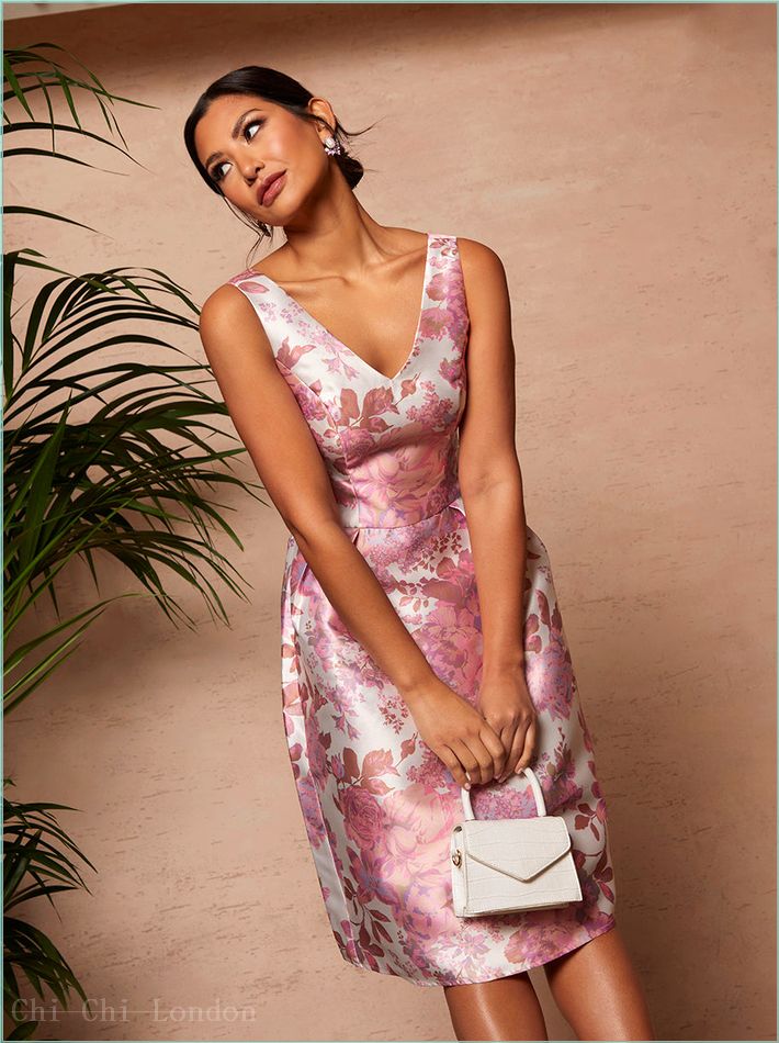  Sleeveless Floral Print Midi Dress in Pink 71313PI