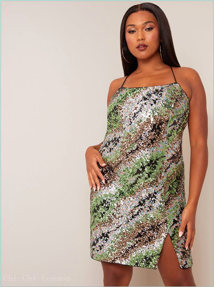  Strappy Sequin Mini Dress in Multi JL5021MU